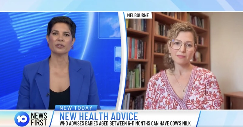 Paediatric Dietitian and Lactation Consultant Nicole Bando on Channel 10 News